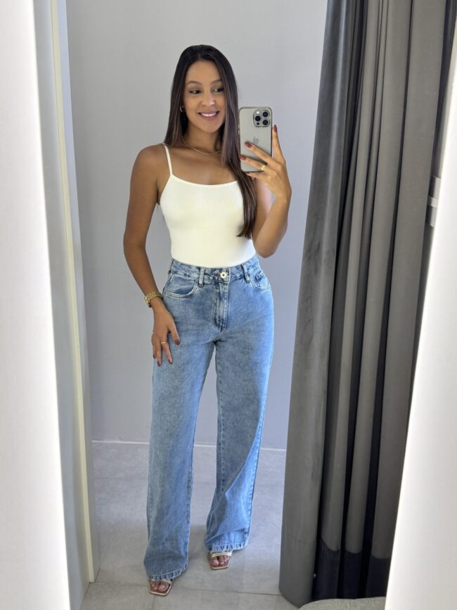 Calça Wide Leg Marmorizada