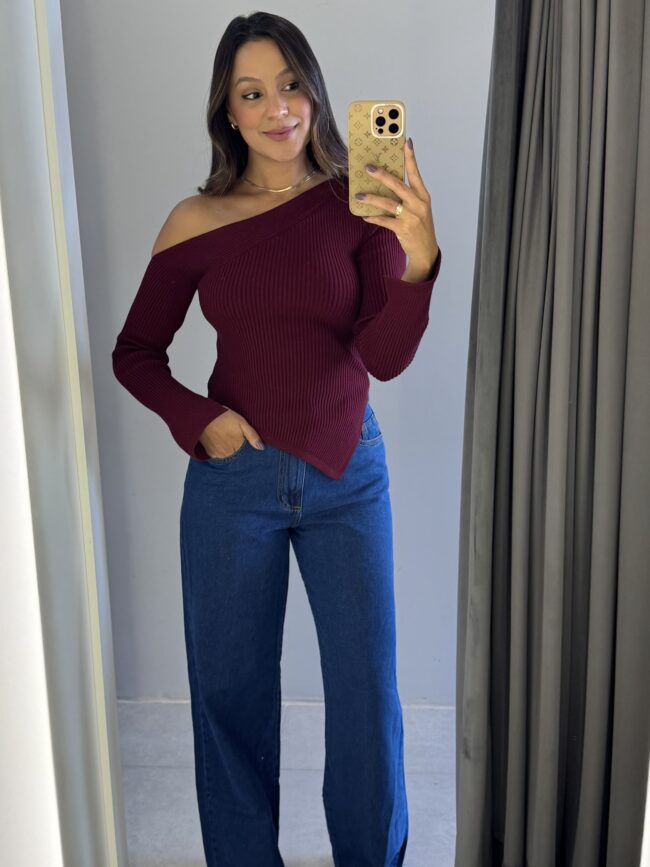 Calça Wide Leg Escura