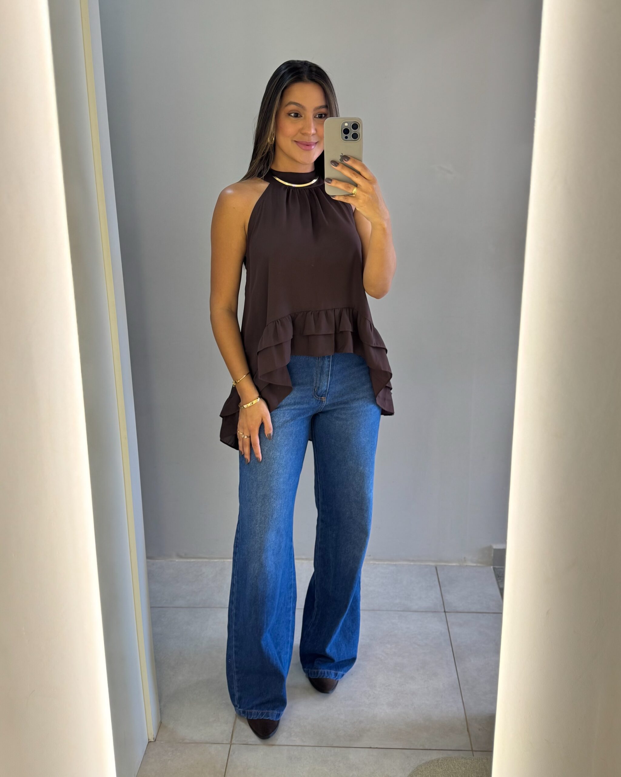 Calça Wide Leg Escura